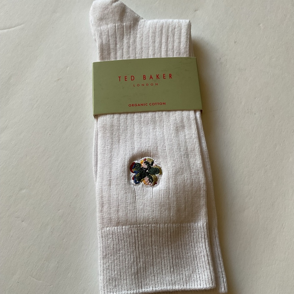 TED BAKER LONDON MENS BOELOW FLORAL DRESS SOCKS OS WHITE NWT